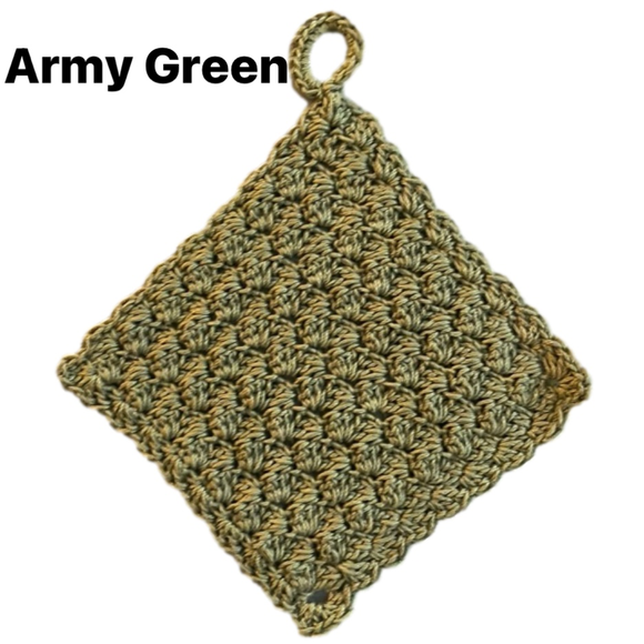 Set of 2 Crocheted Washcloth Crocheted Dishcloth with Hanging Loop 100% COTTON - Picture 5 of 9